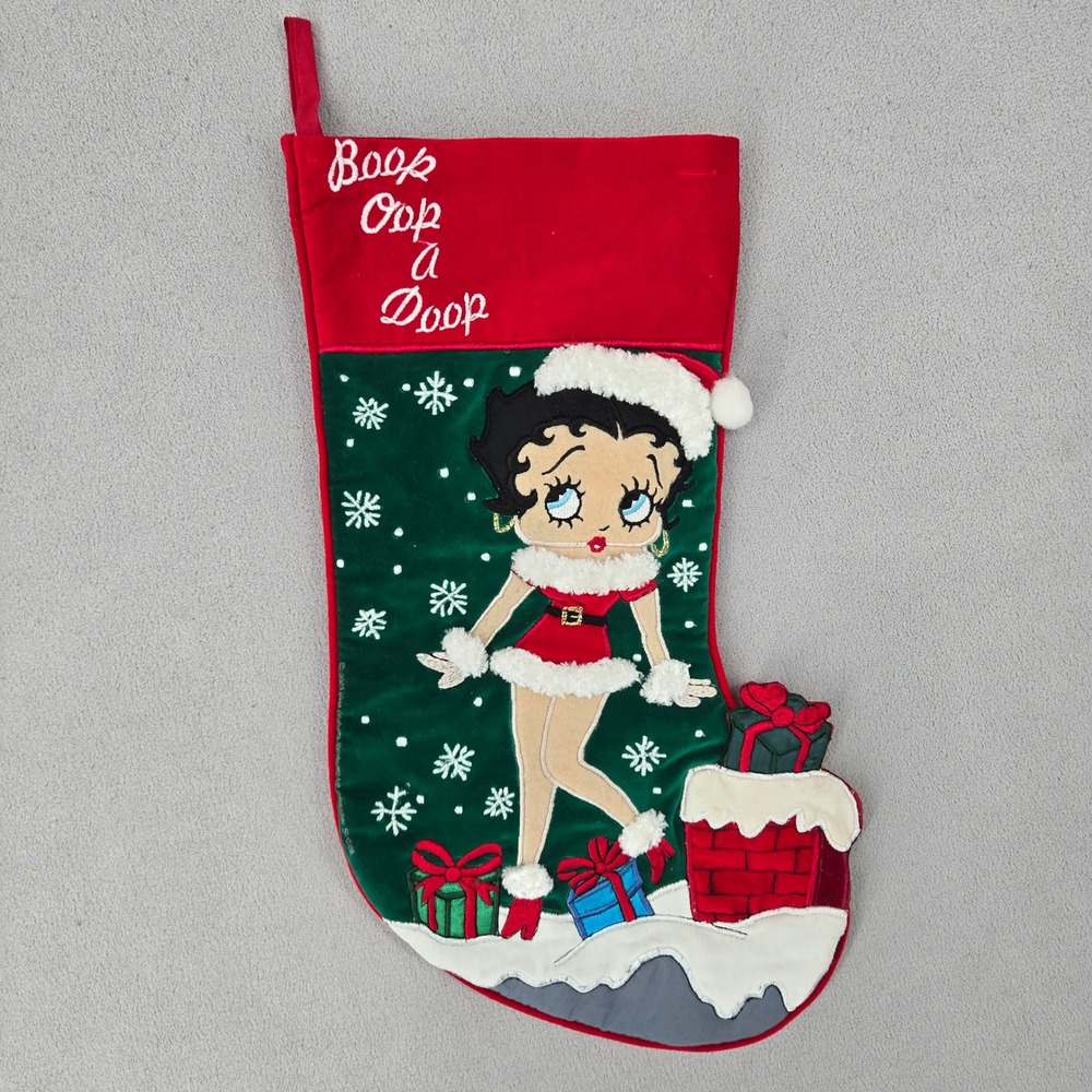 Betty Boop Christmas Stocking 2003 Santa Book Oop A Doop 16 Inch Vintage
